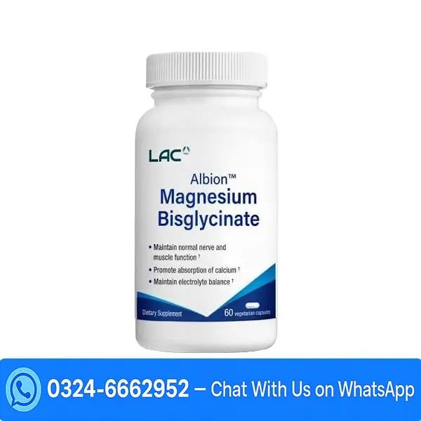 [Expiry Nov 2028] LAC Magnesium Bisglycinate 556mg (60 Vegetable Capsules In Pakistan 