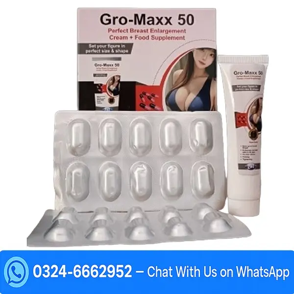 Gro-Maxx 50 Perfect Breast Enlargement Cream + Capsules in Pakistan